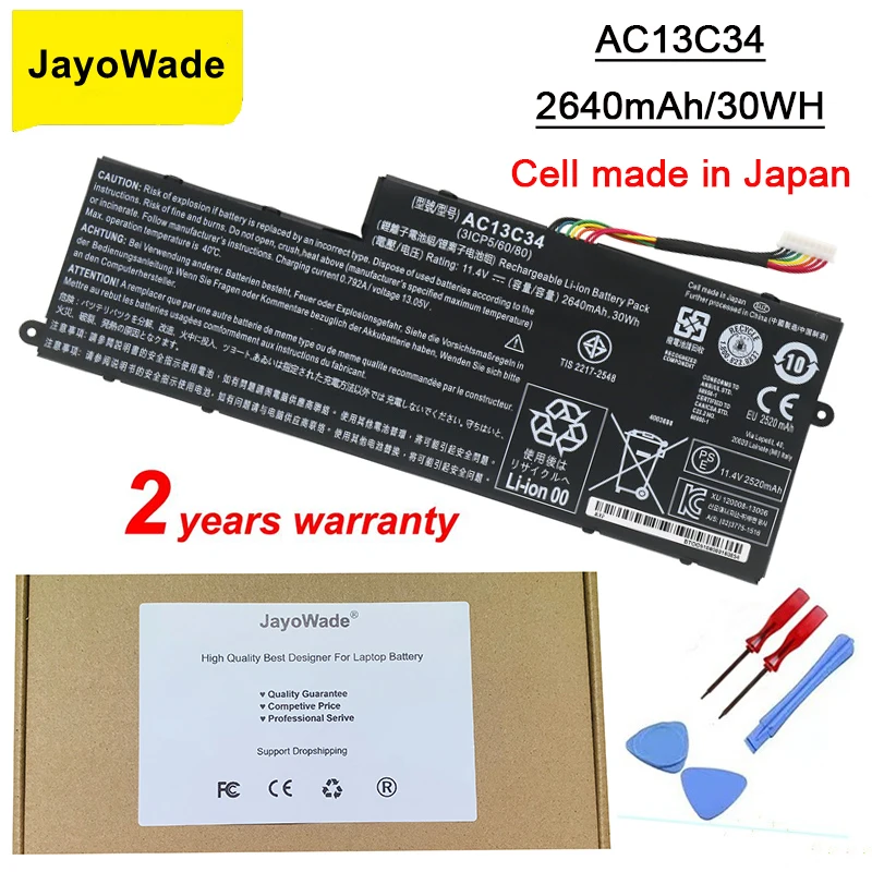 Аккумулятор для ноутбука JayoWade AC13C34 для Acer Aspire V5-122P V5-132 E3-111 E3-112 ES1-111M MS237 KT.00303.005 11,4 V 2640mAh 30WH
Аккумулятор для ноутбука JayoWade AC13C34 для Acer Aspire V5-122P V5-132 E3-111 E3-112 ES1-111M MS237 KT.00303.005 11,4 V 2640mAh 30WH