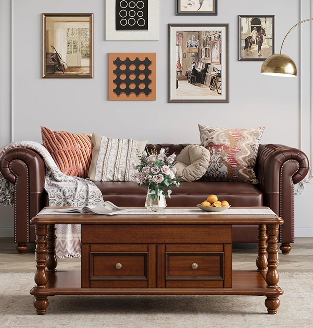 Solid wood tea table, living room, household, rectangular table with drawers, small unit, retro tea table
Solid wood tea table, living room, household, rectangular table with drawers, small unit, retro tea table