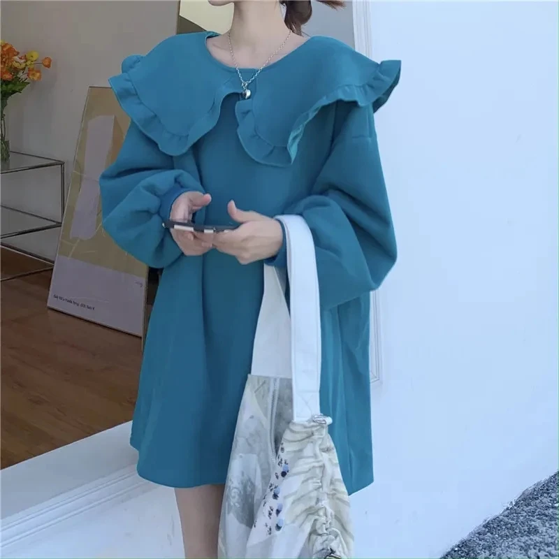 Winter Autumn Lovely Casual For Women's Loose Dress Solid Soft Sweet Girl Short Skirt Ruffle Neck Puff Sleeves Velvet
Winter Autumn Lovely Casual For Women's Loose Dress Solid Soft Sweet Girl Short Skirt Ruffle Neck Puff Sleeves Velvet