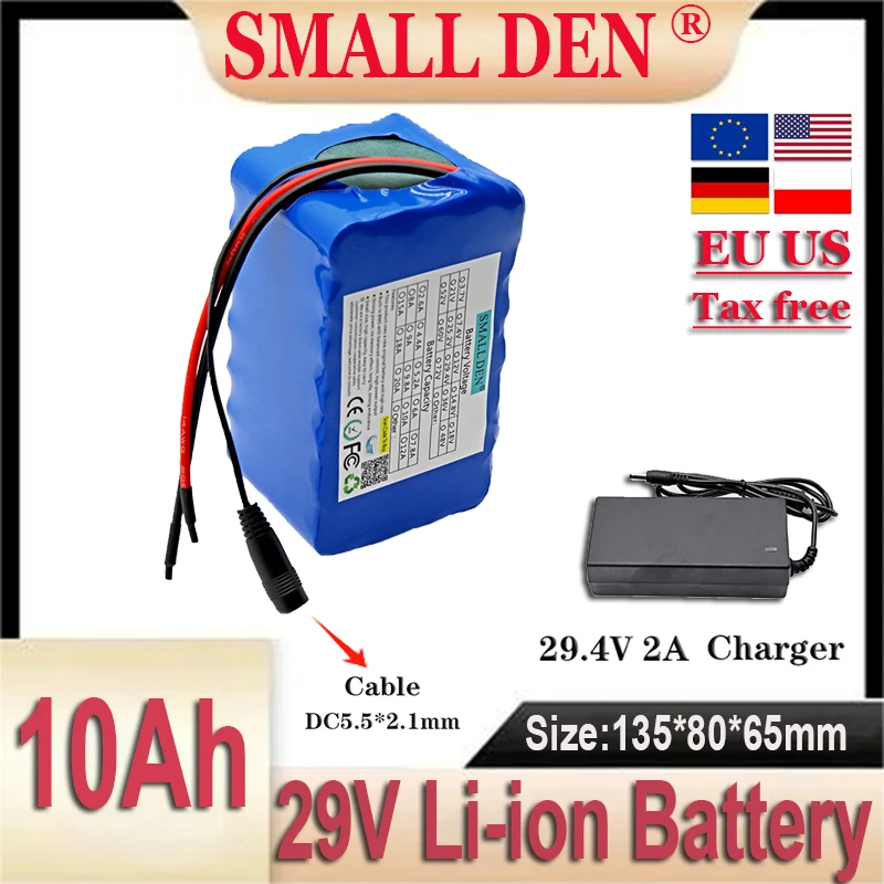 New A-level 29V 10Ah lithium-ion battery pack 7S4P 24V rechargeable battery with 15A BMS
New A-level 29V 10Ah lithium-ion battery pack 7S4P 24V rechargeable battery with 15A BMS