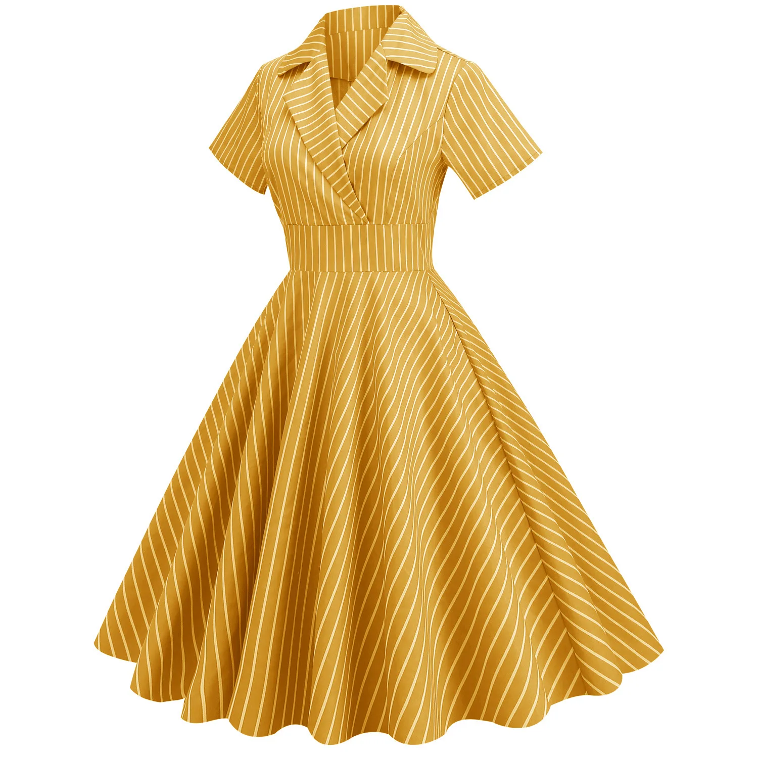 Hepburn Dress Replica Holiday Elegant Slanted Suit Collar High Waist Striped Short Sleeve Large Swing Midi Skirt
Hepburn Dress Replica Holiday Elegant Slanted Suit Collar High Waist Striped Short Sleeve Large Swing Midi Skirt