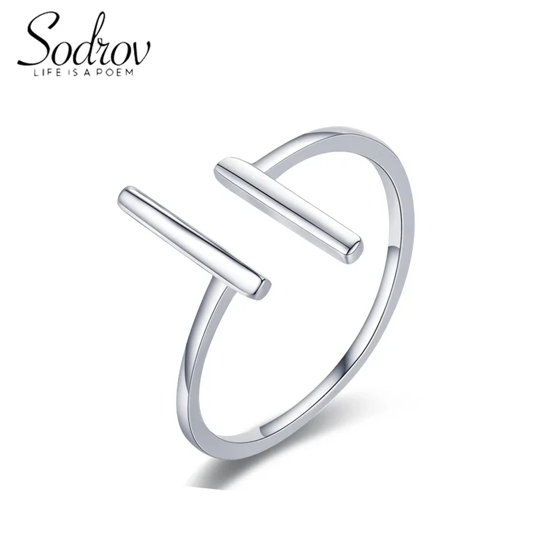 

Sodrov Silver 925 Jewelry Sterling Silver Korean Double T Ring Open Ring Adjustable Classic Jewelry Silver Ring For Women