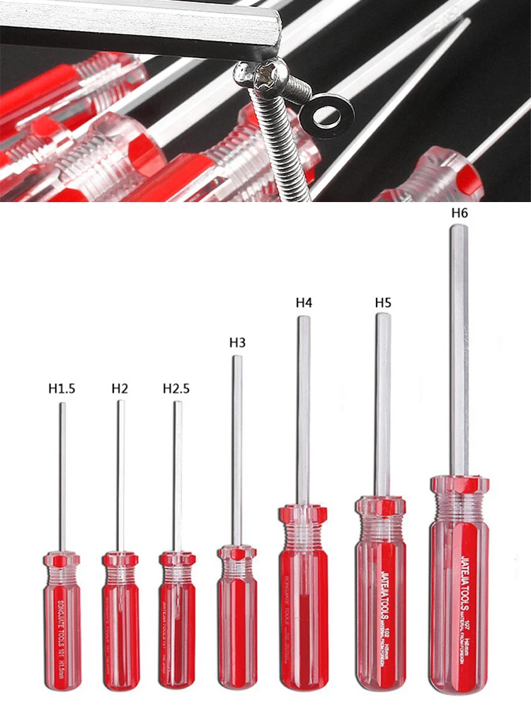 Hand Tools Hexagon Screwdriver Models Silver+Red Single Flat Head Hex Steel Toys 1.5mm-6.0mm 1Pc Color Bar Batch
Hand Tools Hexagon Screwdriver Models Silver+Red Single Flat Head Hex Steel Toys 1.5mm-6.0mm 1Pc Color Bar Batch