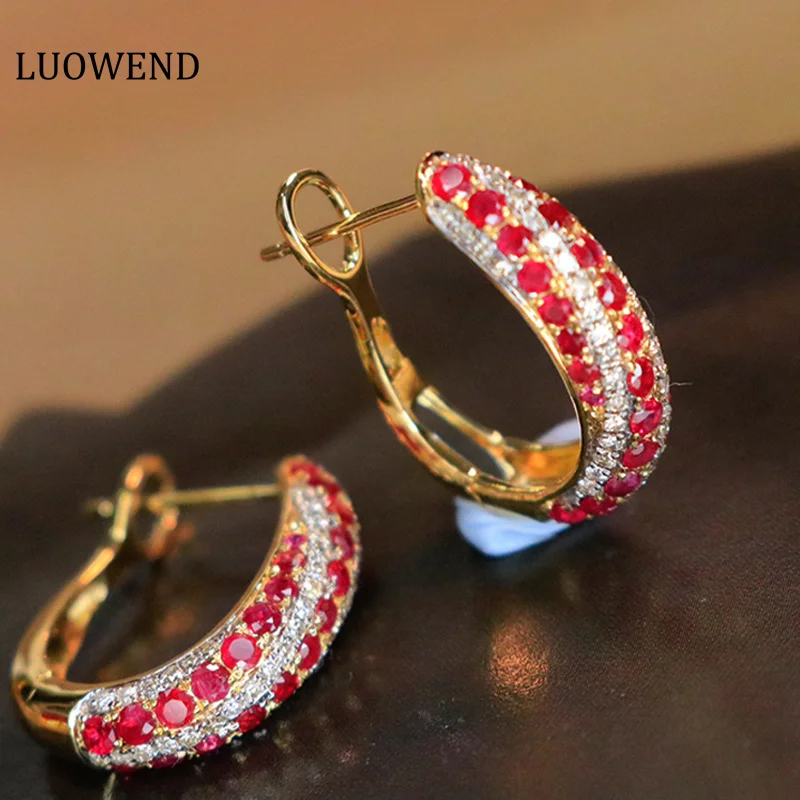 LUOWEND 18K Yellow Gold Earrings Real Natural Ruby Fashion Interested Shape Exquisite Fine for Women Wedding Jewelry Customize
LUOWEND 18K Yellow Gold Earrings Real Natural Ruby Fashion Interested Shape Exquisite Fine for Women Wedding Jewelry Customize