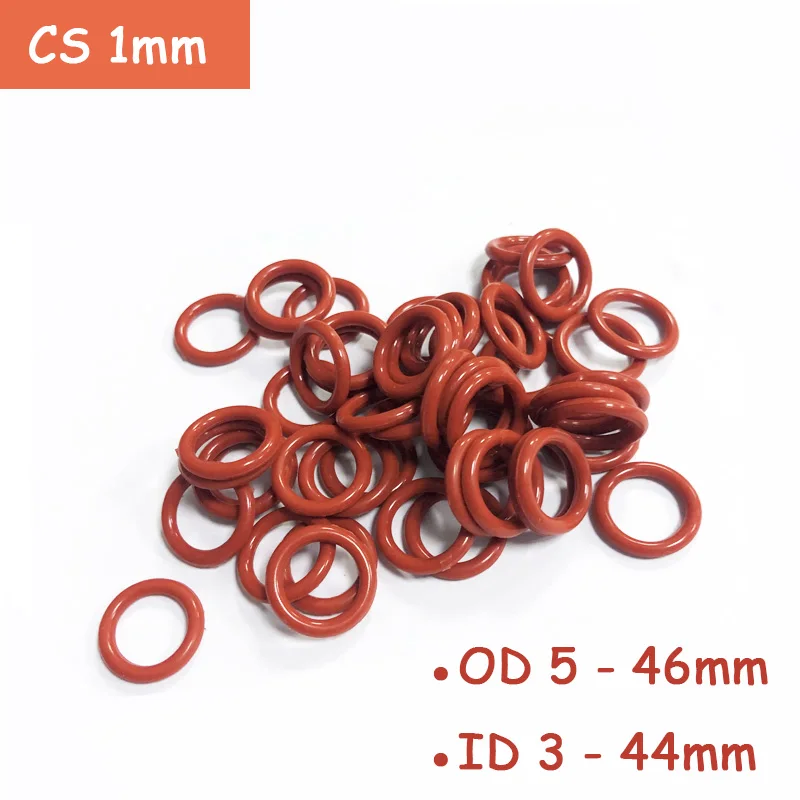 CS 1mm Food Grade Silicone Red O-Ring OD 5 - 46mm VMQ Sealing Ring Gasket ID 3 - 44mm Waterproof And Heat Resistant
CS 1mm Food Grade Silicone Red O-Ring OD 5 - 46mm VMQ Sealing Ring Gasket ID 3 - 44mm Waterproof And Heat Resistant