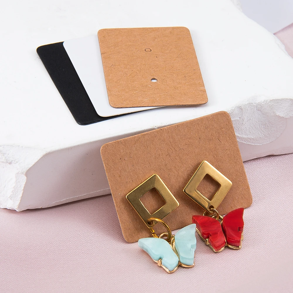 

50pcs/lot Earring Cards 2.5x3.5cm Kraft Paper Card Earring Display Tags for DIY Jewelry Packaging Retail Price Lables