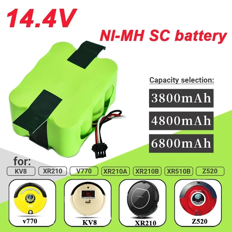 14.4V3800mAh/4800mAh/6800mAh NI-MH SC Rechargeable battery for robot vacuum cleaners, KV8, XR210, XR210A, XR210B, XR510B, XR510C
14.4V3800mAh/4800mAh/6800mAh NI-MH SC Rechargeable battery for robot vacuum cleaners, KV8, XR210, XR210A, XR210B, XR510B, XR510C