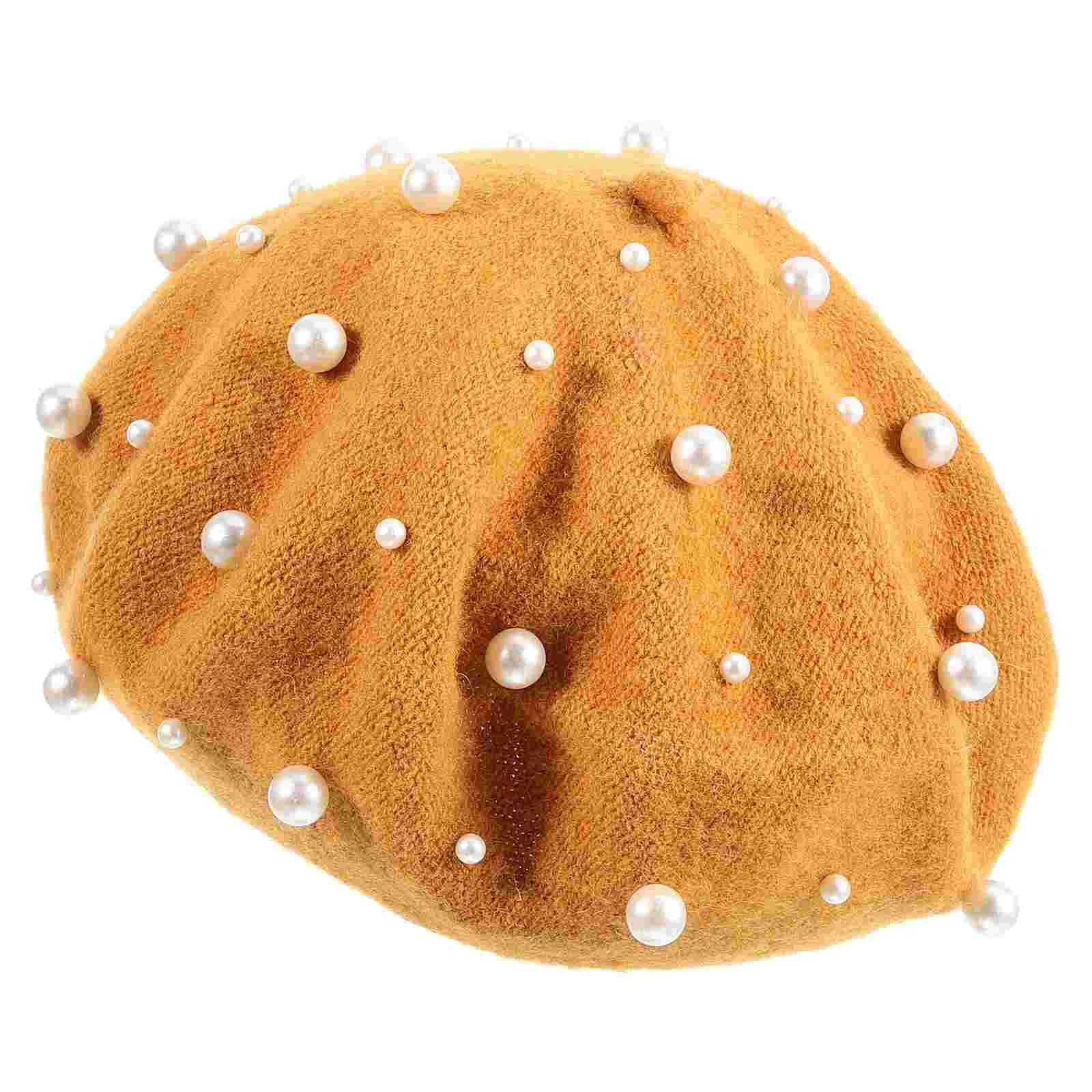 

French Beret Pearl Beaded Artist Beret Color Warm Beanie Cap French Painter Hat for