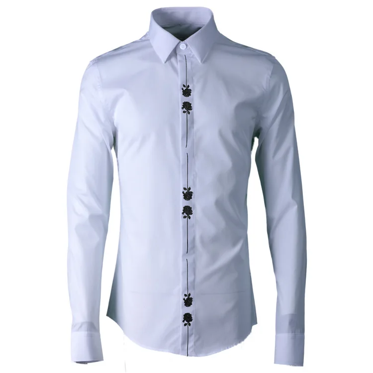 

New Japanese Tashima fly rose three-dimensional embroidery long sleeved men's long sleeved shirt manufacturer direct sales