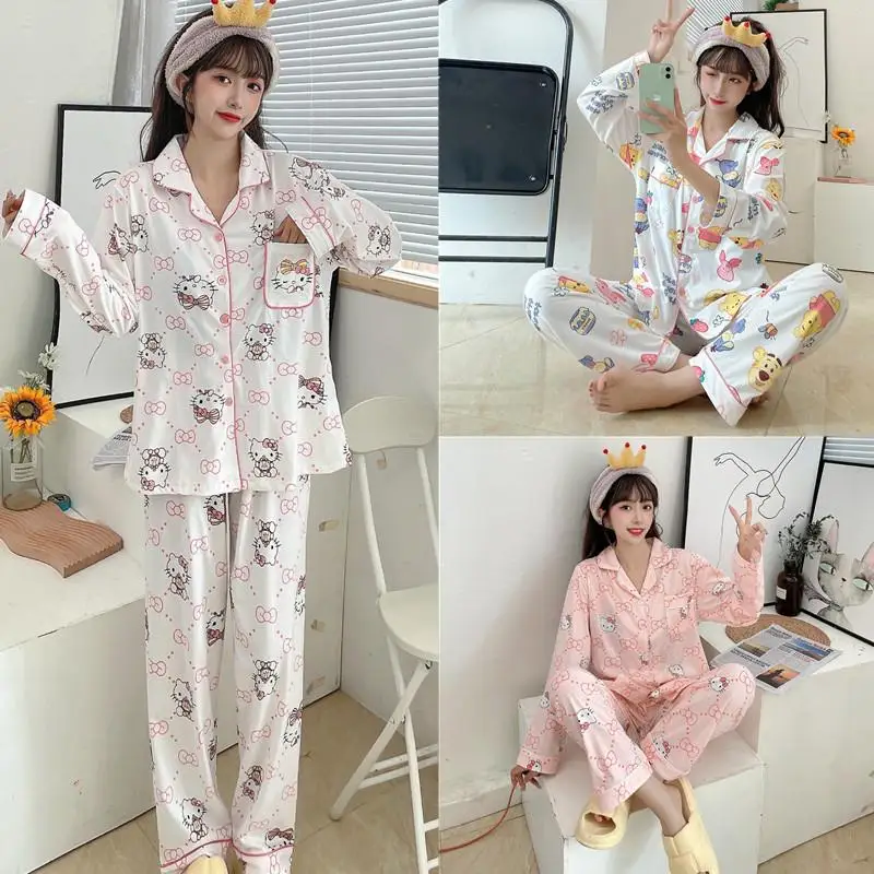 Kawaii Sanrio Anime Series Hello Kitty Spring Fall Cotton Pajamas Girl Heart Long Sleeve Two Piece Set Student's Home Clothes
Kawaii Sanrio Anime Series Hello Kitty Spring Fall Cotton Pajamas Girl Heart Long Sleeve Two Piece Set Student's Home Clothes