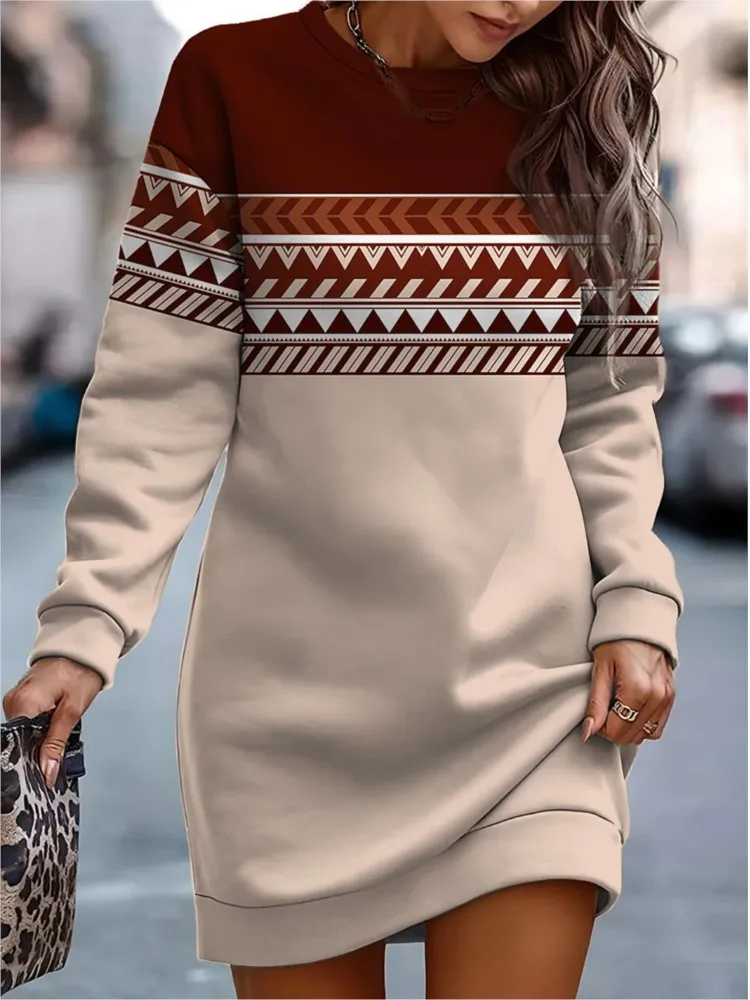 Autumn Winter Fashion Contrasting Colors Print Sweatshirt Dress Women O-neck Long Sleeve Casual Loose Mini Sweatshirts Dresses
Autumn Winter Fashion Contrasting Colors Print Sweatshirt Dress Women O-neck Long Sleeve Casual Loose Mini Sweatshirts Dresses