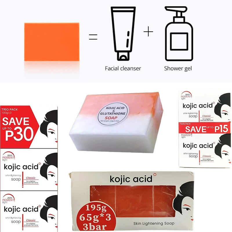 

P15 P30 Original Kojic Acid Series Skin Care Set Facial Cleanser Body Facial Wash Face Cream Handmade for men women Body Soap