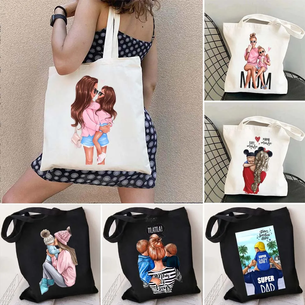 Super Mom Dad Fashion Mam Mum baby Girl Boy Love Heart Women Canvas Shopping Cotton Totes Bag Printing Shopper Shoulder Handbags
Super Mom Dad Fashion Mam Mum baby Girl Boy Love Heart Women Canvas Shopping Cotton Totes Bag Printing Shopper Shoulder Handbags
