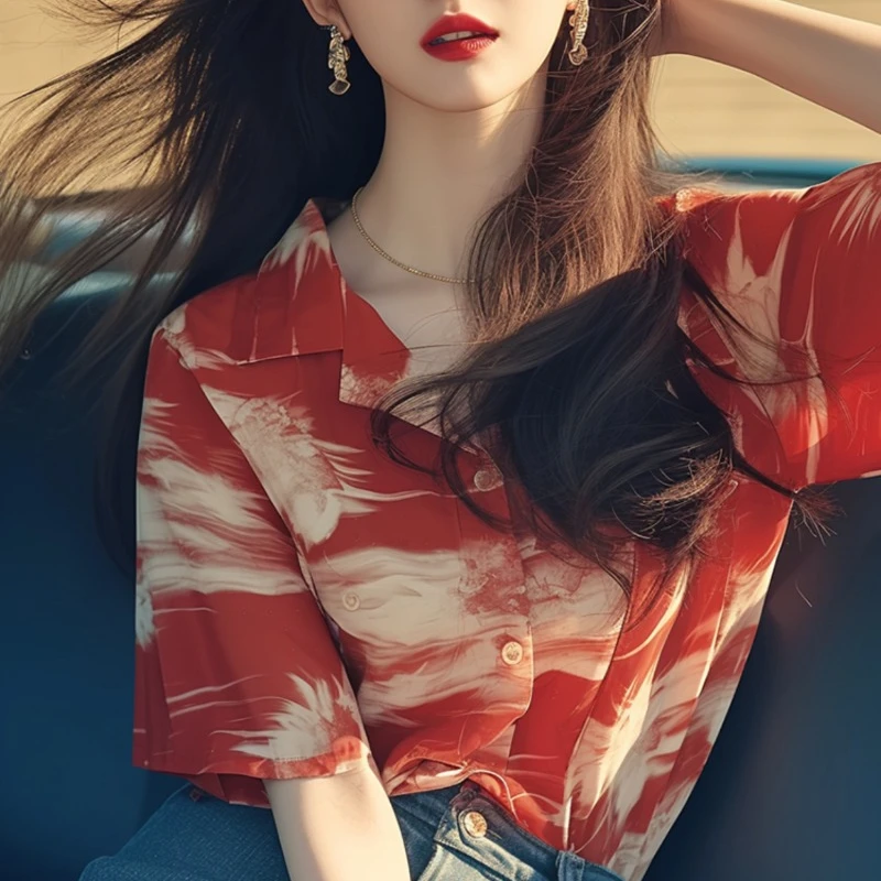Шифоновая женская рубашка, летняя винтажная блузка с принтом, свободная повседневная одежда с коротким рукавом, распродажа корейских топов с коротким рукавом
Шифоновая женская рубашка, летняя винтажная блузка с принтом, свободная повседневная одежда с коротким рукавом, распродажа корейских топов с коротким рукавом