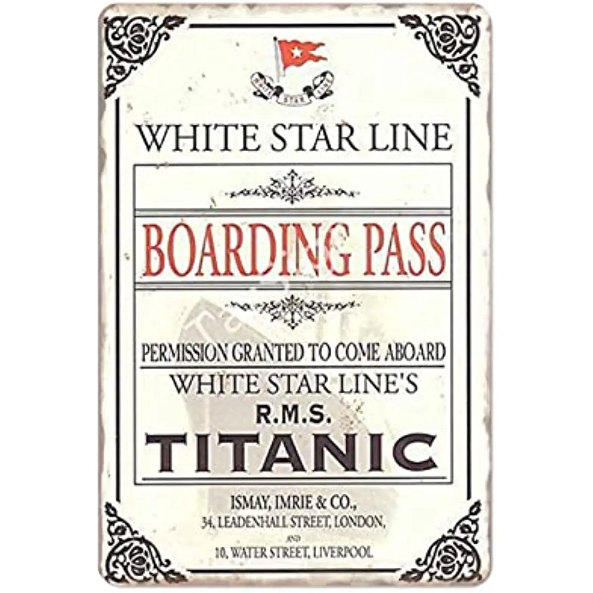 New Metal Tin Sign Vintage White Boarding Pass Advertising Eye Catching for Home, Living Room, Garden
New Metal Tin Sign Vintage White Boarding Pass Advertising Eye Catching for Home, Living Room, Garden