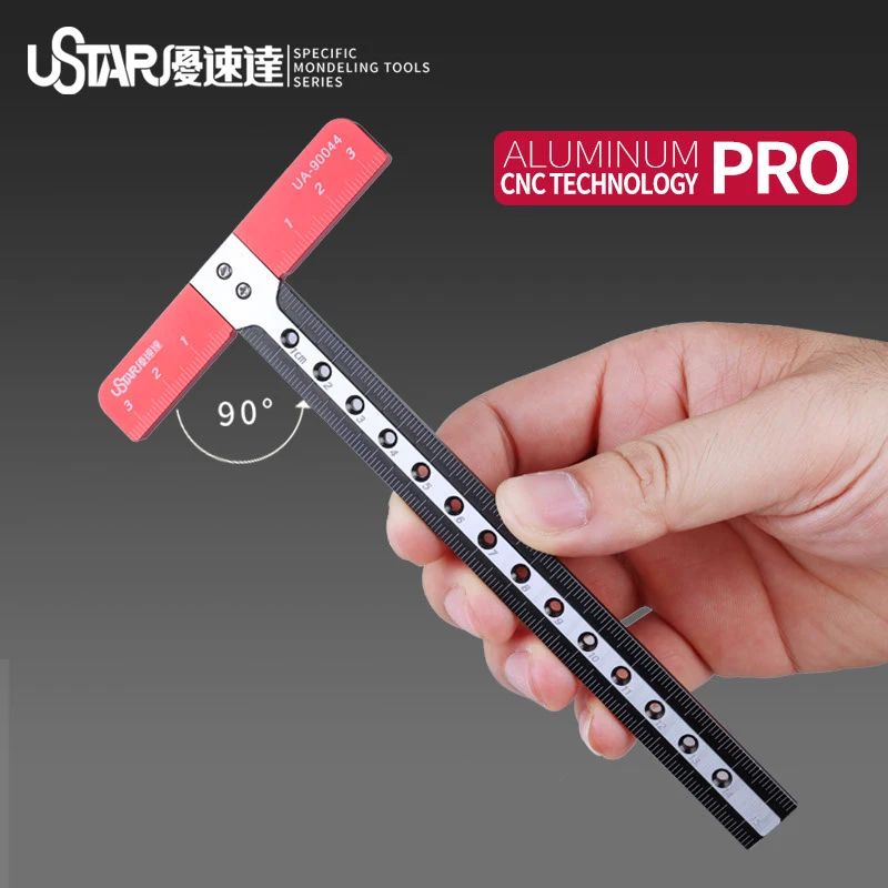 Hobby Model tool Right Angle T-Shaped ruler Pro With hollow positioning holes Aluminum material For Scale model painting markers
Hobby Model tool Right Angle T-Shaped ruler Pro With hollow positioning holes Aluminum material For Scale model painting markers