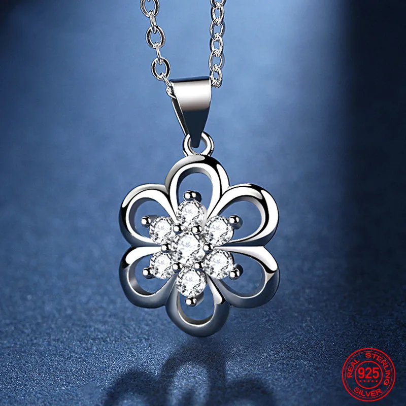 925 Sterling Silver Rotating Flower Necklaces For Women Fashion Jewelry Wedding Gift
925 Sterling Silver Rotating Flower Necklaces For Women Fashion Jewelry Wedding Gift
