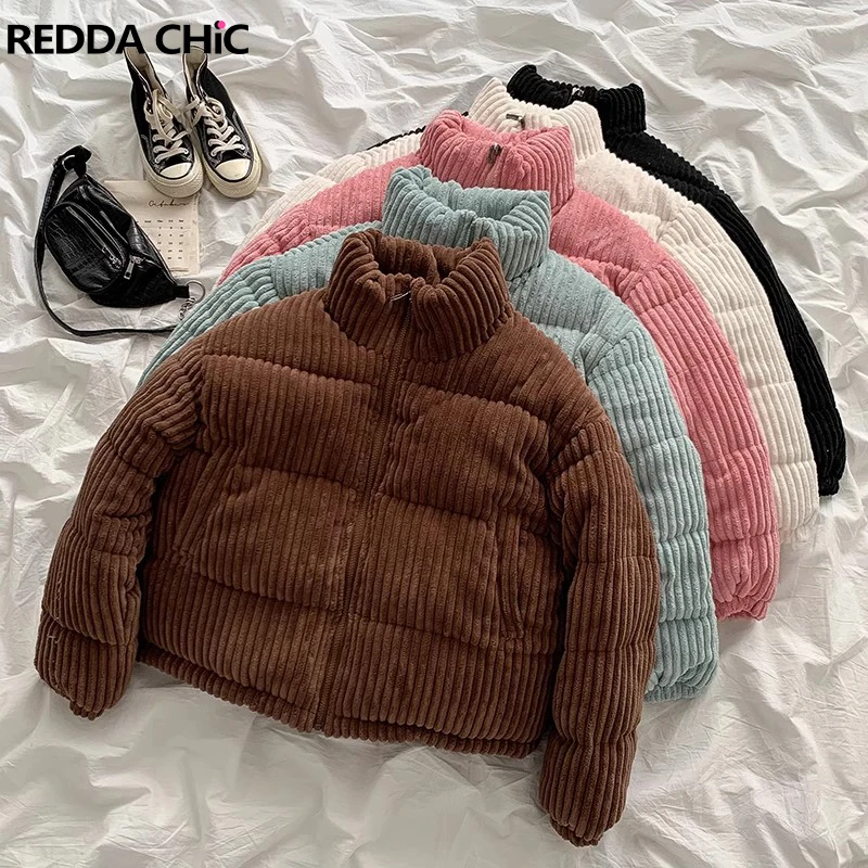 ReddaChic Striped Corduroy Women's Turtleneck Puffer Coat Plain Casual Warm Winter Parkas Cotton-Padded Quilted Cropped Jacket
ReddaChic Striped Corduroy Women's Turtleneck Puffer Coat Plain Casual Warm Winter Parkas Cotton-Padded Quilted Cropped Jacket