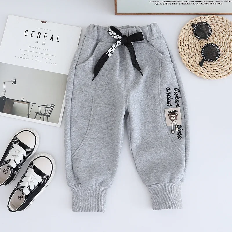 

2024 Spring Autumn New Baby Boys Bear Embroidery Letter Sweatpants Jogger Pants Children's Kids Casual Sports Trousers Clothing