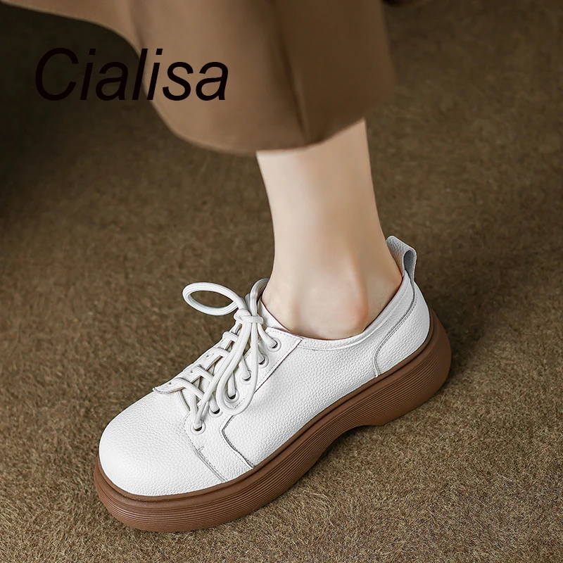 Cialisa New Arrival Spring Women Shoes Round Toe Platform Casual Flats Genuine Leather Handmade Cross-Tied Thick Heels Footwear
Cialisa New Arrival Spring Women Shoes Round Toe Platform Casual Flats Genuine Leather Handmade Cross-Tied Thick Heels Footwear