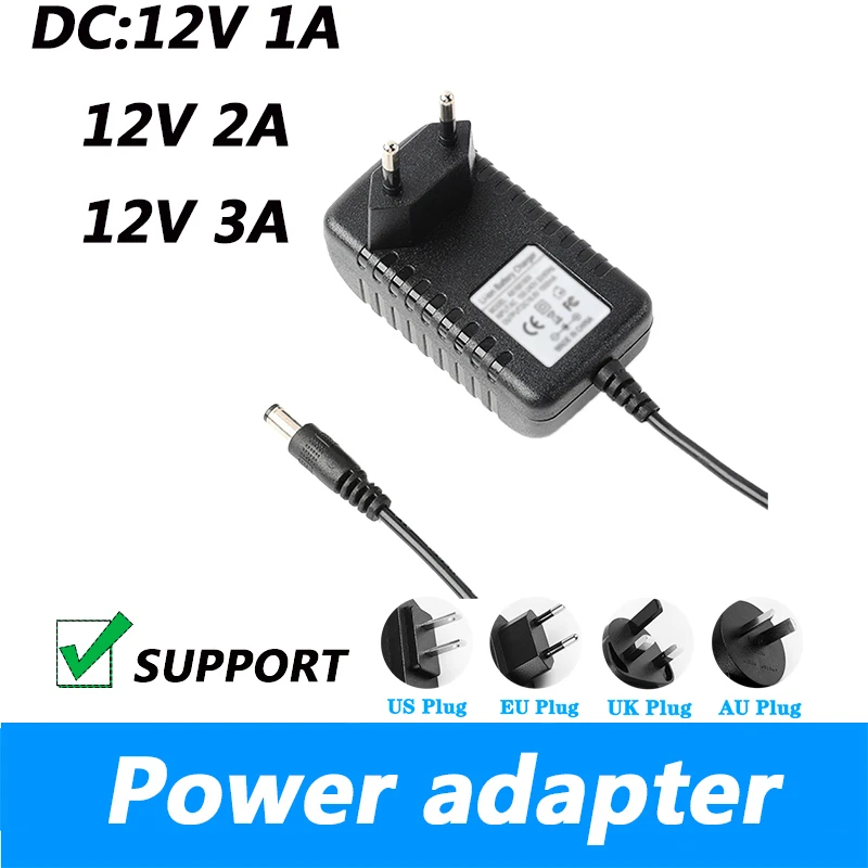

AC 100-240V DC 12V 1A 12V 2A 12V 3A Power Adapter Transformer Pump UK Plug AU Plug 5.5*2.1MM Power Supply