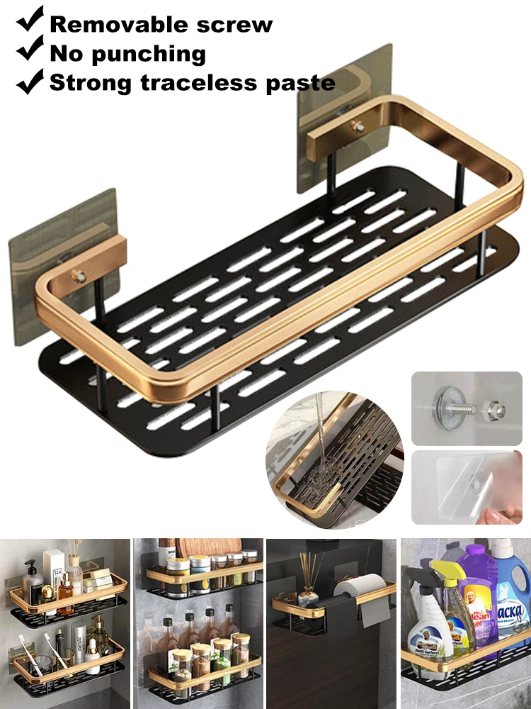 Shower Caddy Adhesive Shower Shelf Punch-free Aluminum Wall Shampoo Holder Bathroom Kitchen Rack Organizer
Shower Caddy Adhesive Shower Shelf Punch-free Aluminum Wall Shampoo Holder Bathroom Kitchen Rack Organizer