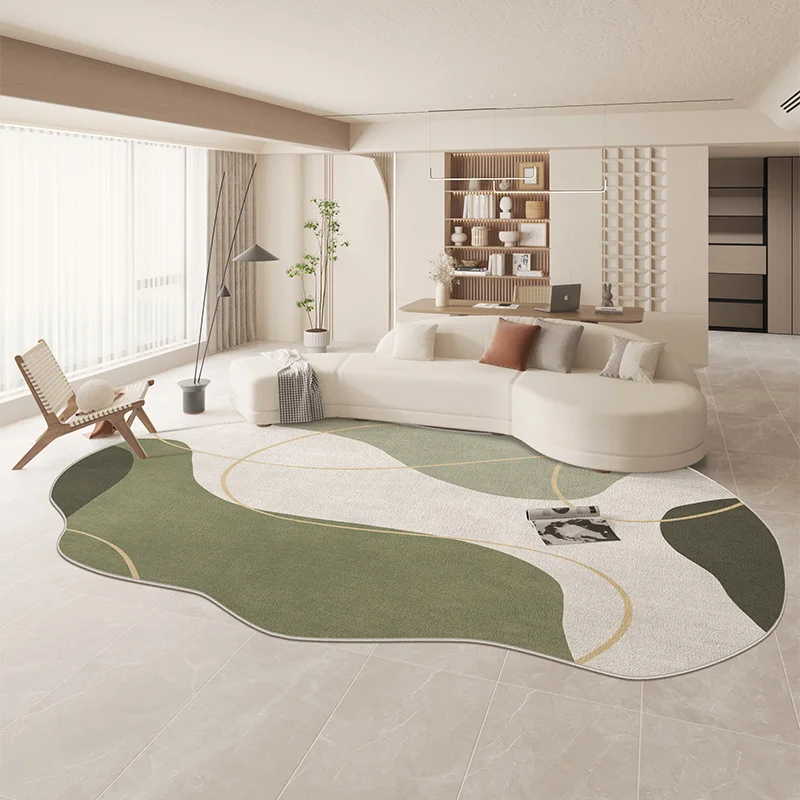 

Irregular Plush Carpet Green Living Room Decoration Carpets Cream Color Bedroom Bedside Soft Rug Home Balcony Porch Entry Rugs