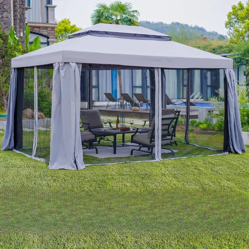 10x13 Patio Gazebos with Mosquito Netting and Curtains for Deck Backyard Garden Lawns, Outdoor Patio Camping Tent
10x13 Patio Gazebos with Mosquito Netting and Curtains for Deck Backyard Garden Lawns, Outdoor Patio Camping Tent