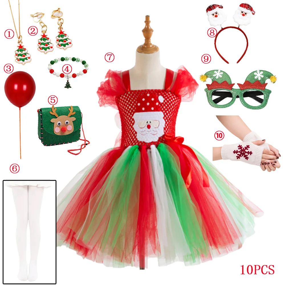 

Детское рождественское платье для девочек, детские платья принцессы, платье-пачка с Санта-Клаусом, Рождественская одежда, украшение, сумка конфет, новый год 2024
