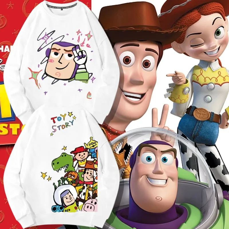 

Toy Story Men's Crewneck Hoodie Disney Buzz Lightyear Woody Three Eyes Cartoon Printed Top Set