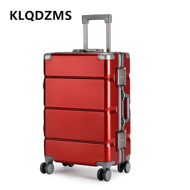 

KLQDZMS 20"22"24"26"28 Inch Cabin Luggage Aluminum Frame Large Capacity Trolley Case Men's PC Boarding Box Rolling Suitcase
