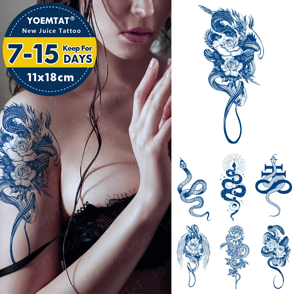 Semi-Permanent Waterproof Temporary Tattoo Sticker Snake Wing Flower Juice Lasting Ink Genipin Herbal Fake Wrap Around Arm Tatoo
Semi-Permanent Waterproof Temporary Tattoo Sticker Snake Wing Flower Juice Lasting Ink Genipin Herbal Fake Wrap Around Arm Tatoo