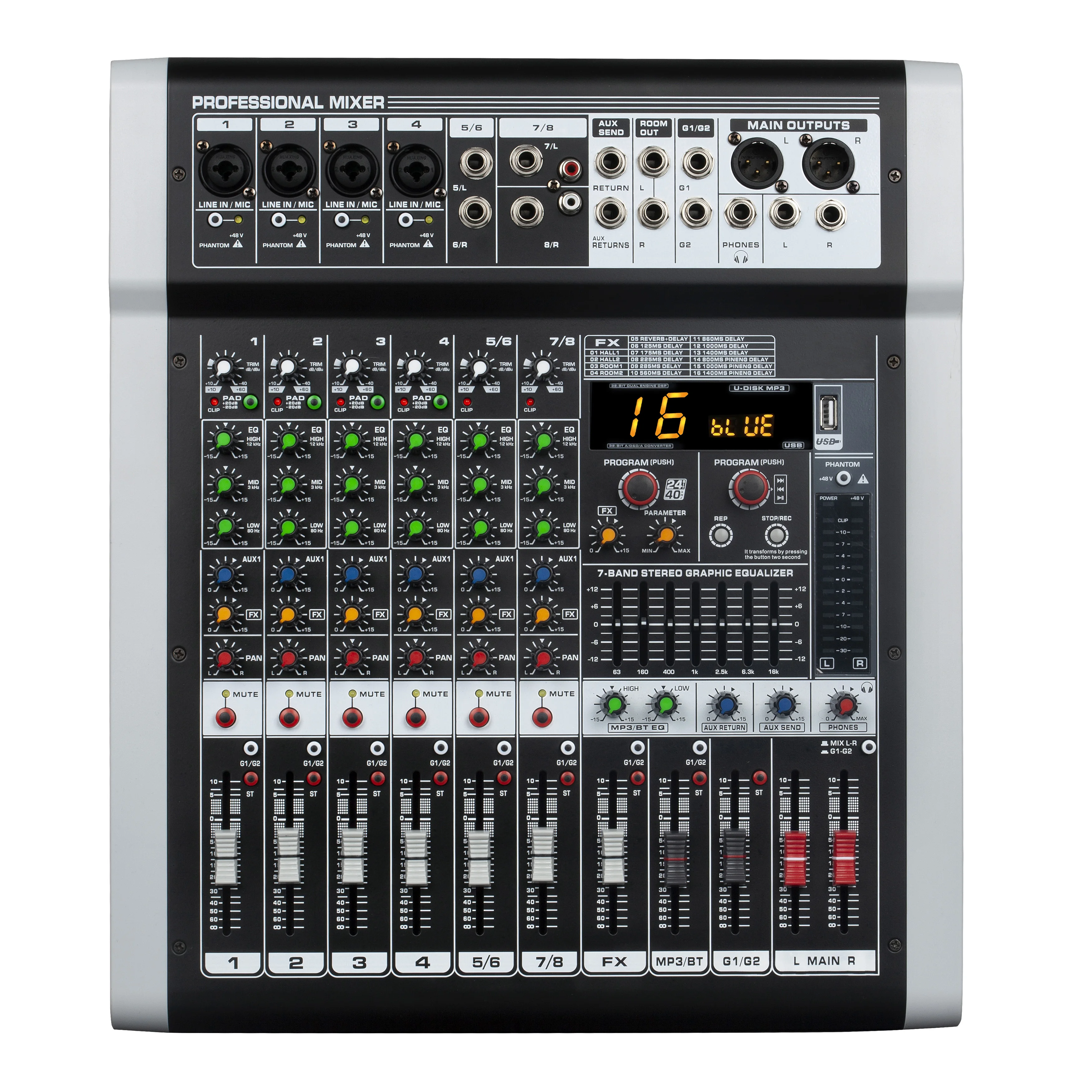 Mini audio mixer console USB 6-channel audio music sound mixer for All Professional Sound Stage Performances
Mini audio mixer console USB 6-channel audio music sound mixer for All Professional Sound Stage Performances