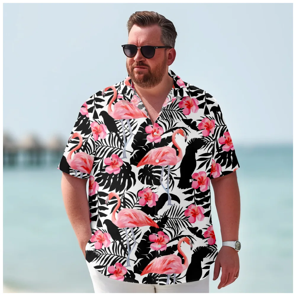 

Palm Tree Geometry Shirts Printed Hawaiian Graphics Dress Shirt Buttons Short Sleeve Big Size Streetwear Casual Men Clothing