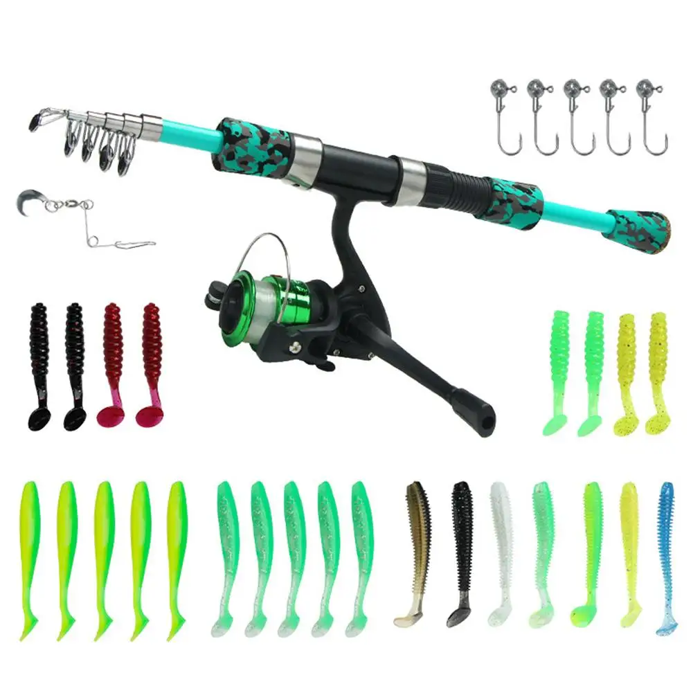 29pcs 1.5m Telescopic Fishing Rod And Reel Soft Baits Hooks Bag Kit Fishing Rod+ Reel+ Baits+Connecting Ring Fish Tackle Tools
29pcs 1.5m Telescopic Fishing Rod And Reel Soft Baits Hooks Bag Kit Fishing Rod+ Reel+ Baits+Connecting Ring Fish Tackle Tools