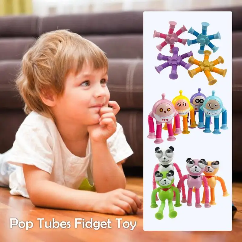 

Pop Tubes Fidget Toy Glowing Fidget Telescopic Tube Shape Change LED Tube Interactive Flashing Tubes Stress Relief Sensory toys