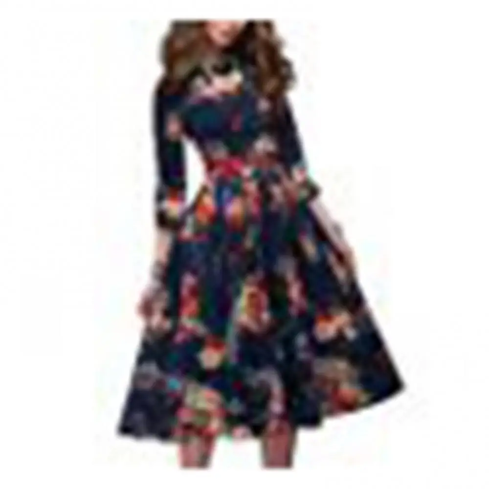 Женское платье с круглым вырезом, длинным рукавом и цветочным принтом
Женское платье с круглым вырезом, длинным рукавом и цветочным принтом