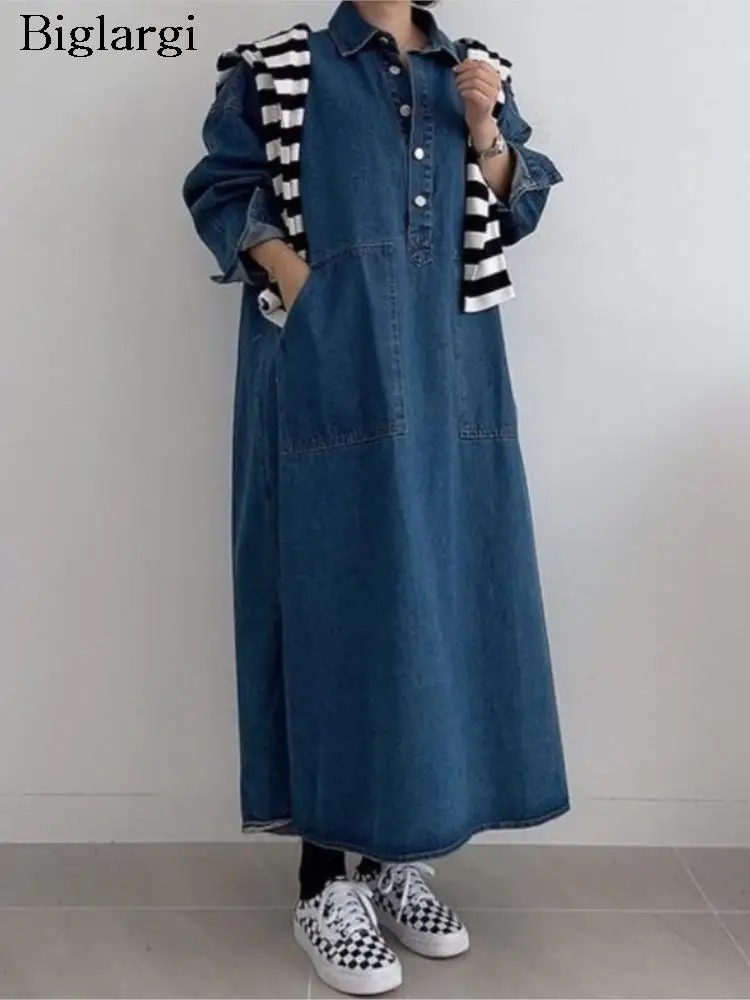 Denim Spring Pullover Long Dress Women Korean Ruffle Loose Pleated Split Fashion Casual Ladies Dresses Long Sleeve Woman Dress
Denim Spring Pullover Long Dress Women Korean Ruffle Loose Pleated Split Fashion Casual Ladies Dresses Long Sleeve Woman Dress