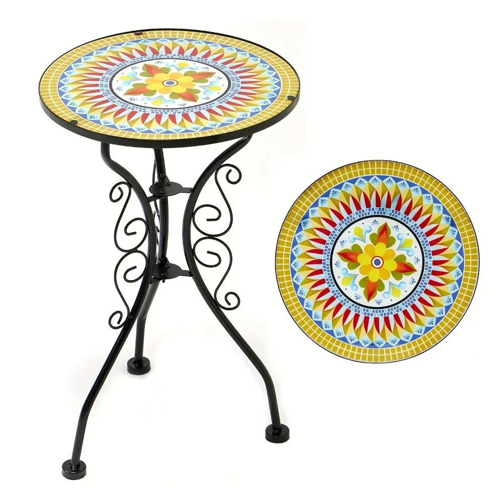 1pc Mosaic Outdoor Side Table, 14" Round Outdoor Patio Side Table Accent Table Bistro Coffee Glass Table Plant Stand
1pc Mosaic Outdoor Side Table, 14" Round Outdoor Patio Side Table Accent Table Bistro Coffee Glass Table Plant Stand