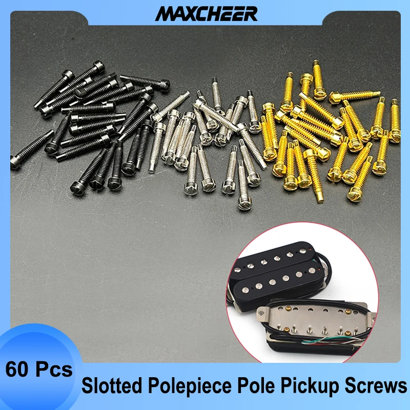60Pcs/Lot 3x21MM Slotted Screw Polepiece Pole Screws Guitar Pickup Parts Screw Rods 21mm Lenght 3mm Diameter Black/Gold/Chrome
60Pcs/Lot 3x21MM Slotted Screw Polepiece Pole Screws Guitar Pickup Parts Screw Rods 21mm Lenght 3mm Diameter Black/Gold/Chrome