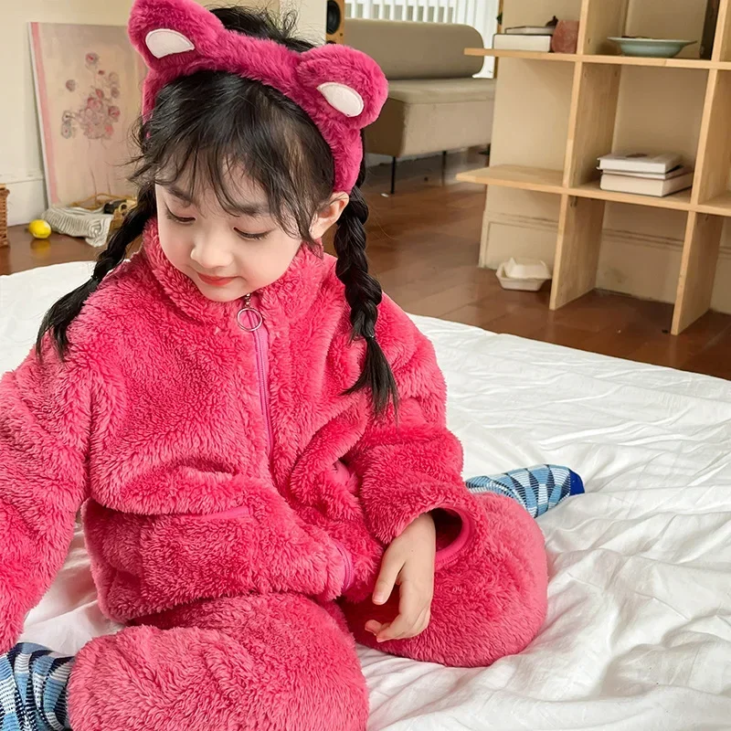 

Children Pajama Sets Autumn Winter Warm Two Pieces Infant Boys Pijamas Flannel Cozy Soft Sleepwear Girls 2-12 Years Kids Pyjamas