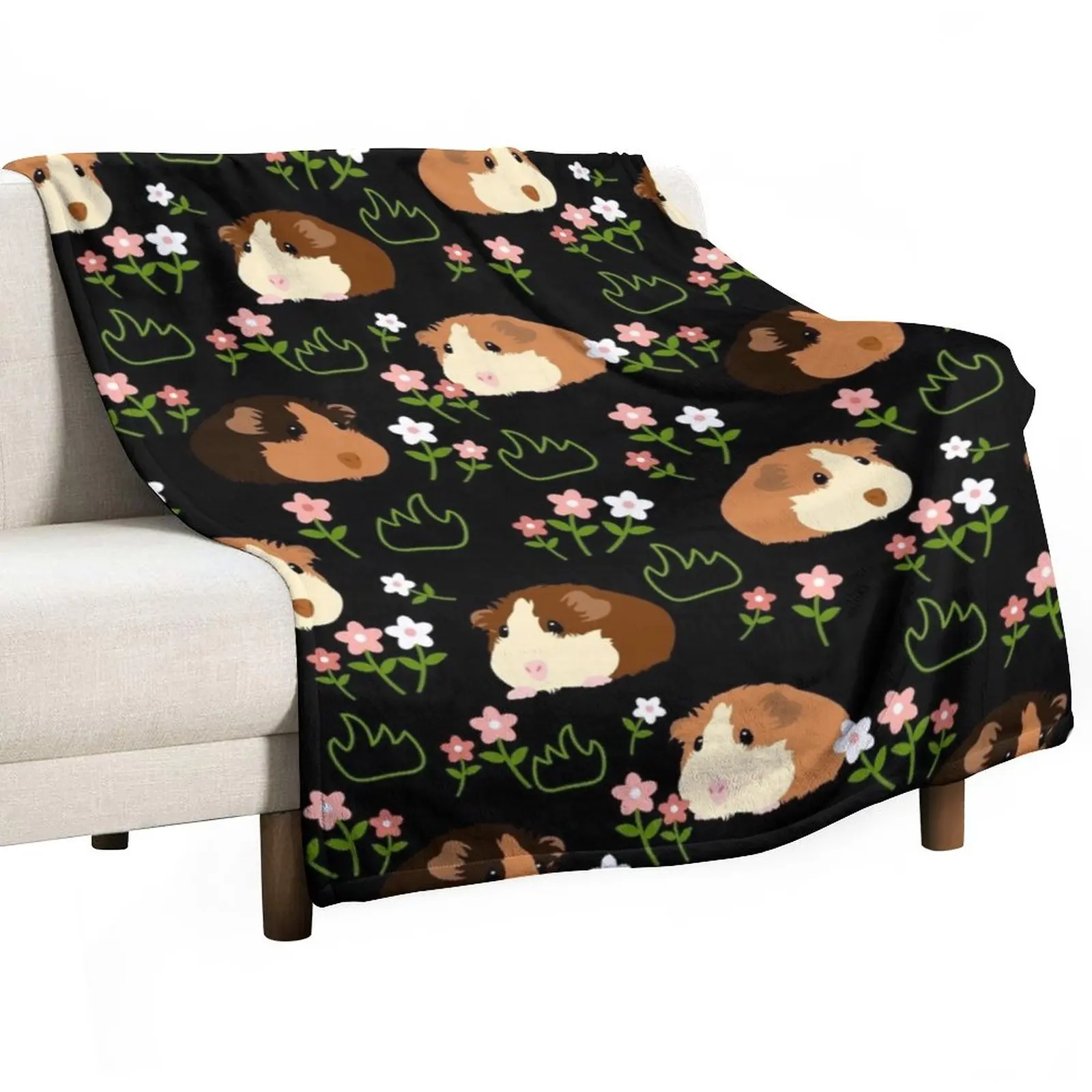Guinea Pig and Flowers - Black Throw Blanket Softest Blanket Furry Blanket Bed covers 
Guinea Pig and Flowers - Black Throw Blanket Softest Blanket Furry Blanket Bed covers