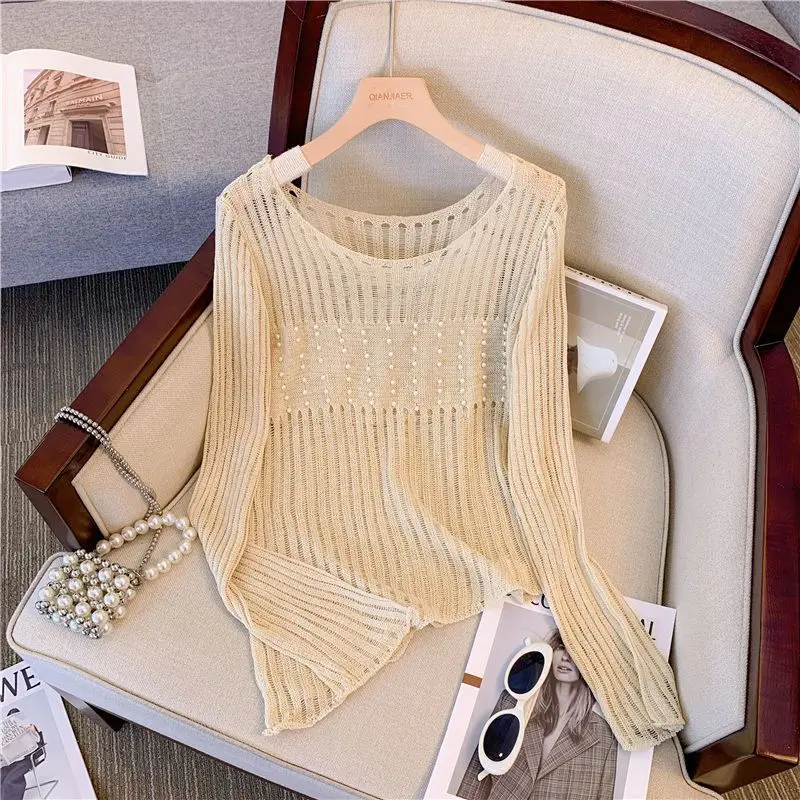 

New Elegant See-through Women Sweater Pullover Loose Jumper Autumn Winter Soft Warm Women Knitwear Sweater Basic Solid Tops