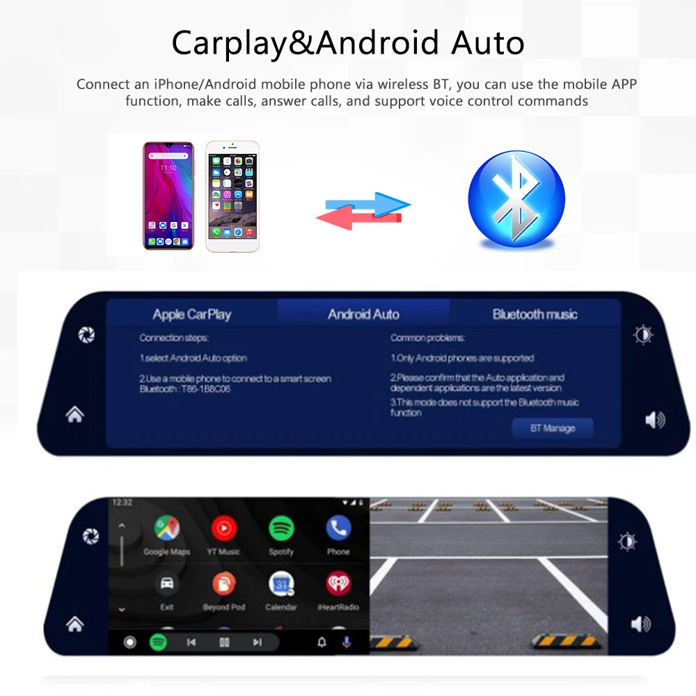 Car In-Mirror Mounted Video Player 9.66 Inch HD Android Auto Front Video Driving Recorder Rearview Mirror Wireless Carplay
Car In-Mirror Mounted Video Player 9.66 Inch HD Android Auto Front Video Driving Recorder Rearview Mirror Wireless Carplay