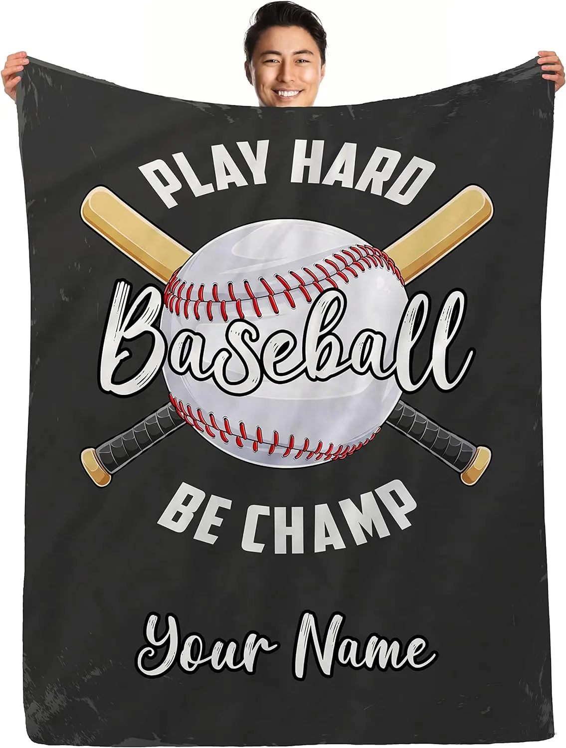 

Personalized Baseball Blanket with Name Text Custom Baseball Throw Blanket Baseball Themed Gifts Baseball Fleece Blanket