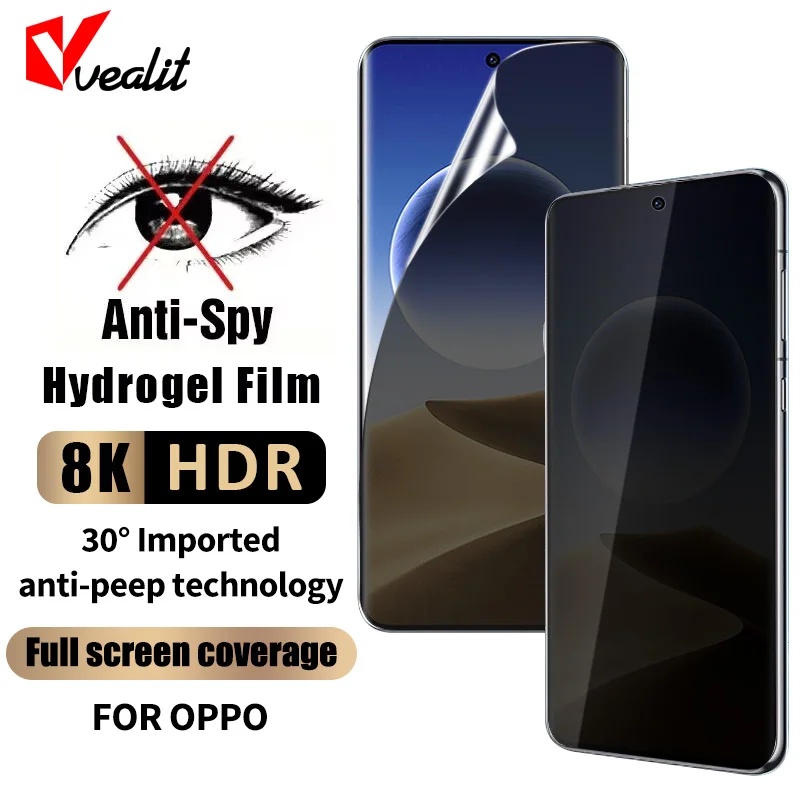 

Full Curved Anti-spy Hydrogel Film For Oppo Find X7 Ultra X6 X5 X3 X2 Neo Screen Protector Oppo Reno 3 4 5 6 Pro Plus Not Glass