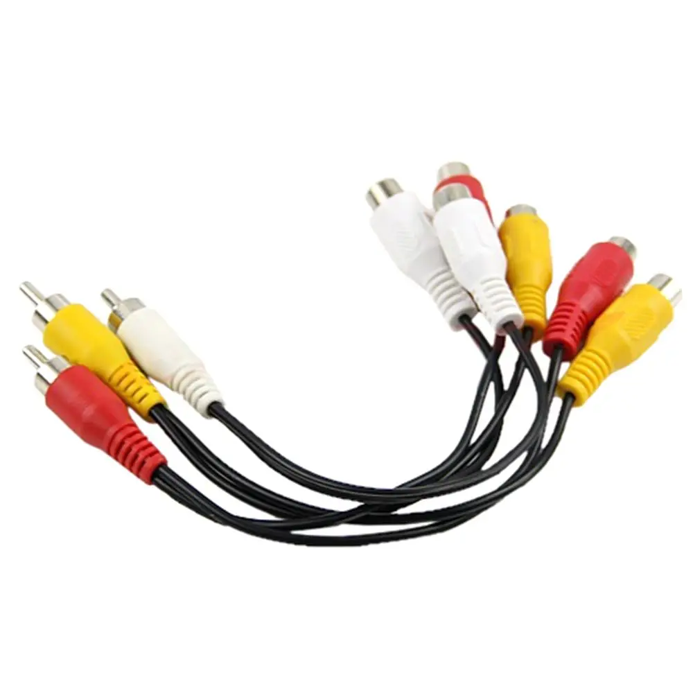 

High Quality 1pcs Audio TV DVD Player 3 RCA Male Plug To 6 RCA Female Plug Splitter Cable Video AV Adapter Cable Device 30cm