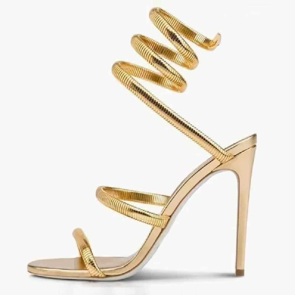 Gold Ankle Strap High Heels Women Elegant Party Sandals Gold Ankle Strap High Heels Women Elegant Party Sandals