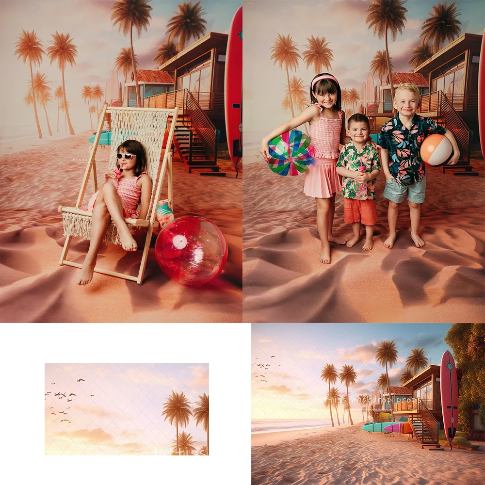 

Summer Beach Paradise Backdrops Kids Baby Photography Child Adult Photocall Decors Beachside Palm Trees Backgrounds