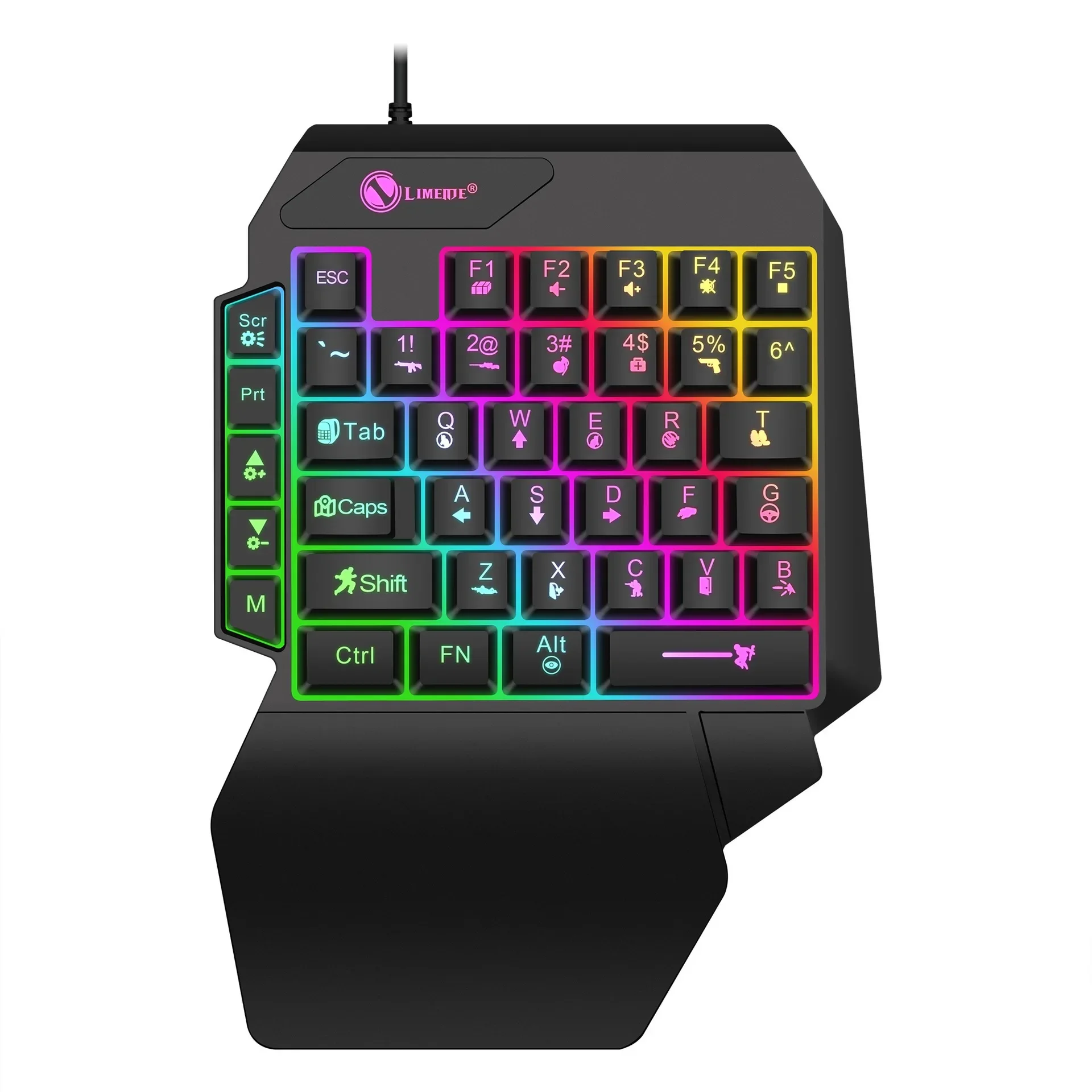 

Клавиатура для одной руки с RGB-подсветкой, 40 клавиш, портативная цветная клавиатура для PS4, Xbox One, ноутбука, ПК, геймера, игровая клавиатура с подставкой для рук